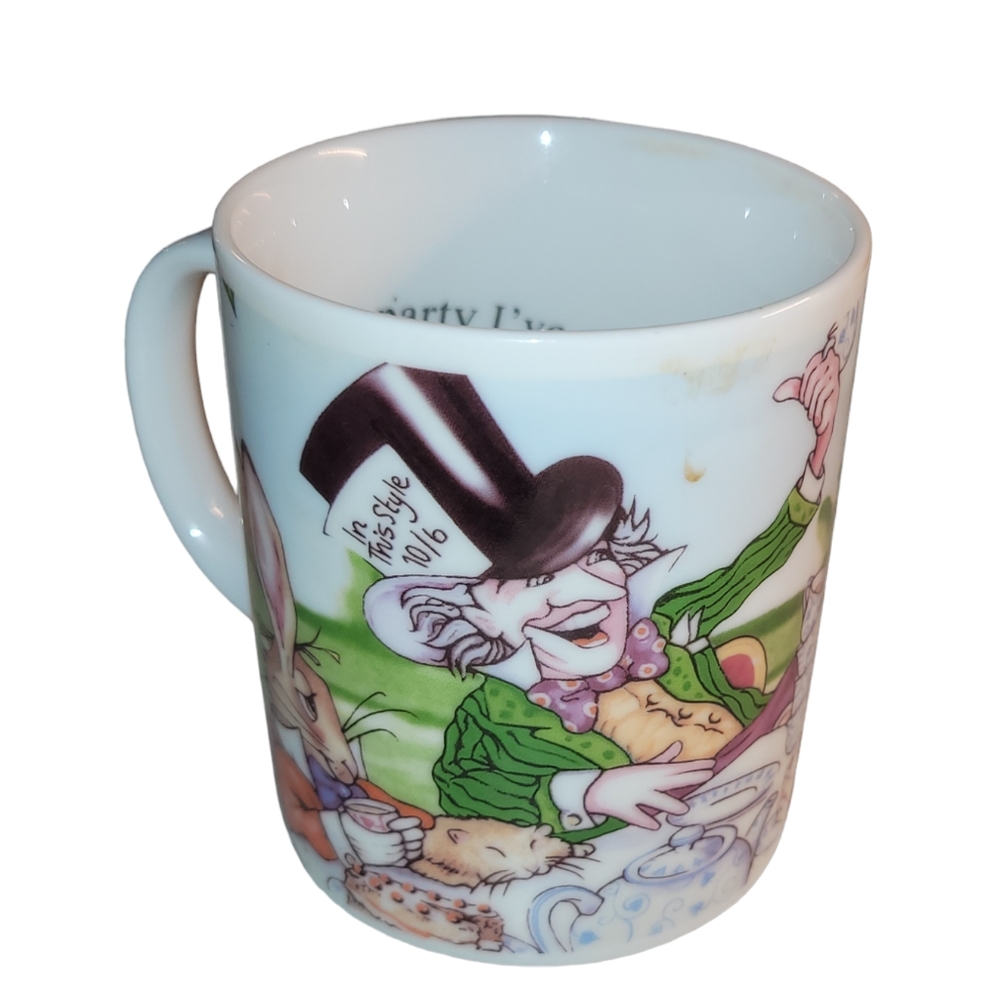 Paul Cardew Alice in Wonderland Cafe Coffee Cup Porcelain 4" Mad Hatter GUC